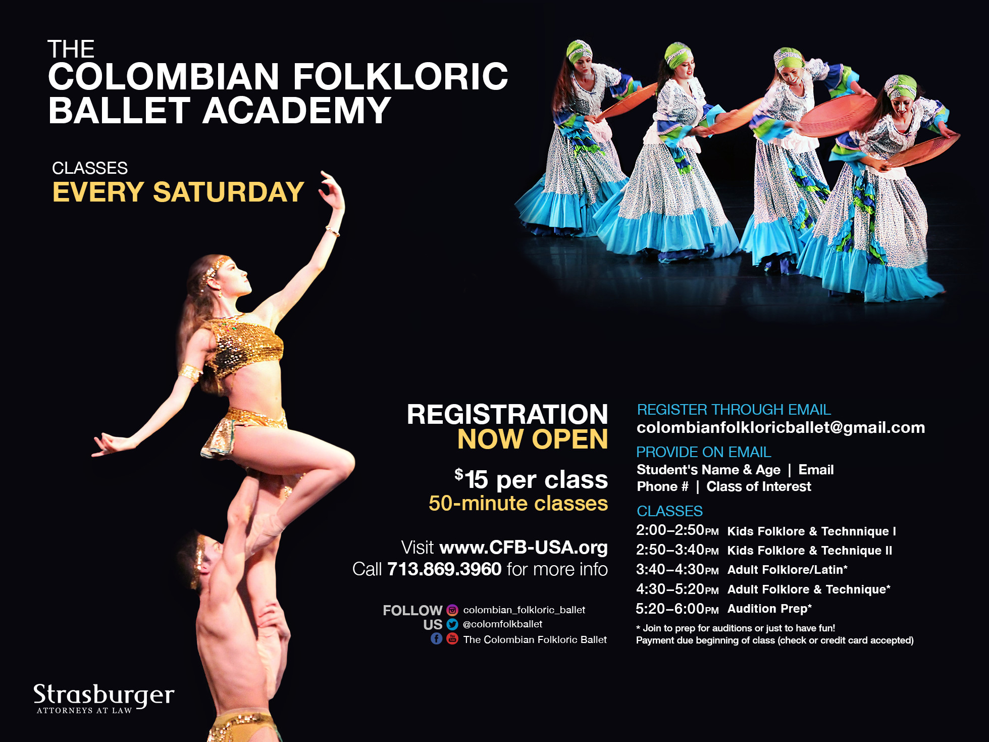 The Colombian Folkloric Ballet Academy Classes Every Saturday